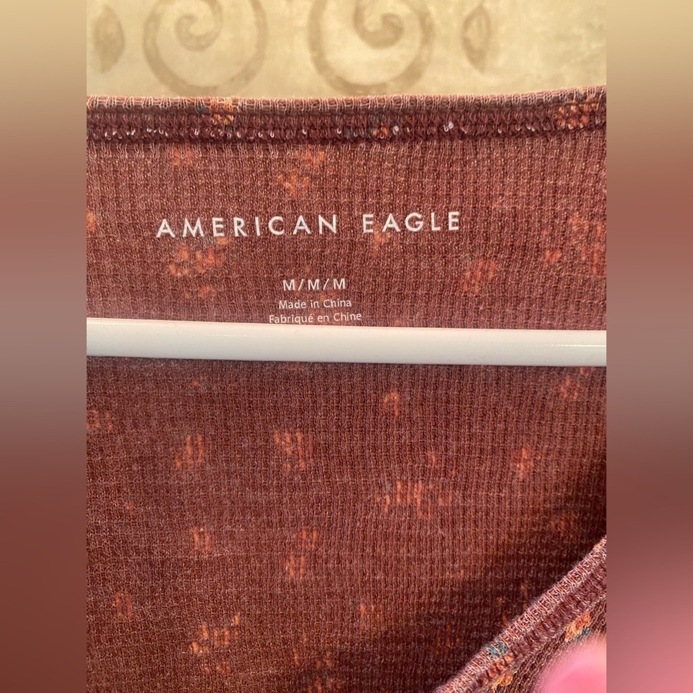 American Eagle Outfitters Women's Long Sleeve Top - Maroon Floral - Picture 2 of 3